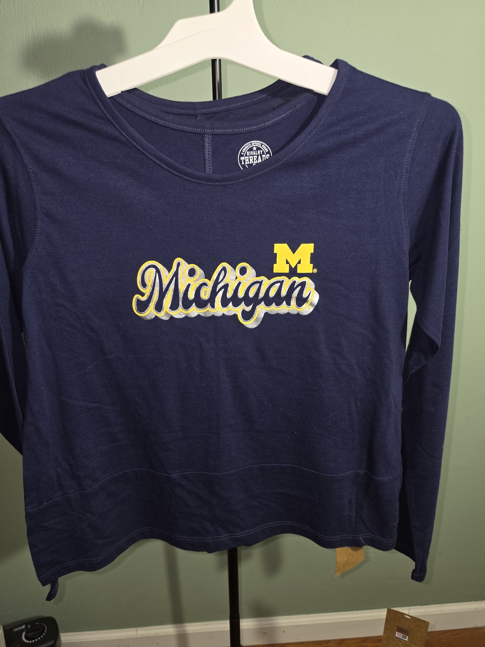 Rivalry Threads Navy Long Sleeve Tee with Yellow Script